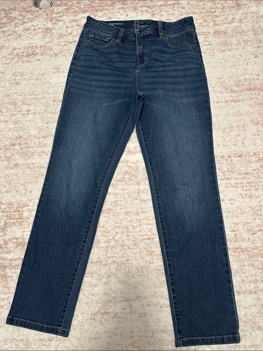 Liz Claiborne Dark Blue Girlfriend Straight Leg Jeans Mid Rise